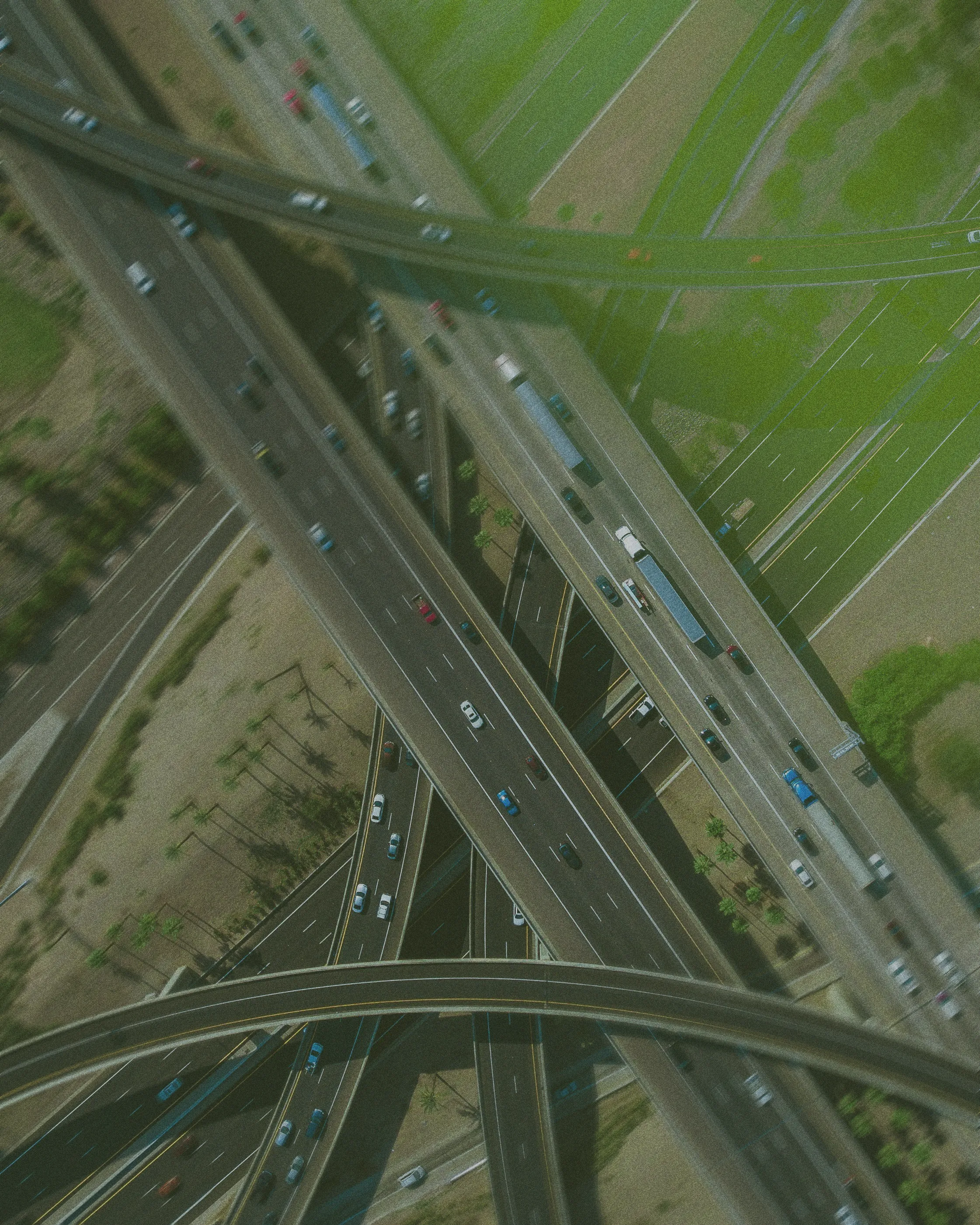 Highway with green tint